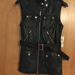 Leather vest, woman’s size small.  Brand is INC International Concepts.  Tag on